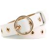 imageuxcell Womens Leather Belt for Jeans Dress Pants Studded Grommet with Circle Metal BuckleWhite