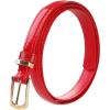imageuxcell Womens Patent Leather PU Skinny Waist Belt for Jeans with Alloy BuckleRed1