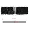 imageuxcell Ladies Sequins Decor Metal Interlocking Buckles Elastic Waist BeltBlack