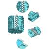 imageuxcell Ladies Sequins Decor Metal Interlocking Buckles Elastic Waist BeltLight Blue