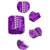 imageuxcell Ladies Sequins Decor Metal Interlocking Buckles Elastic Waist BeltPurple