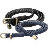 imageuxcell Women Skinny Braided Belt Woven  Pin Buckle Casual Waist Belt for DressesBlacknavy Blue
