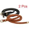 imageuxcell Women Skinny Braided Belt Woven  Pin Buckle Casual Waist Belt for DressesKhakiblack