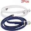 imageuxcell Women Skinny Braided Belt Woven  Pin Buckle Casual Waist Belt for DressesNavy Bluewhite