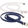 imageuxcell Women Skinny Braided Belt Woven  Pin Buckle Casual Waist Belt for DressesNavy Bluewhite