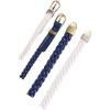 imageuxcell Women Skinny Braided Belt Woven  Pin Buckle Casual Waist Belt for DressesNavy Bluewhite