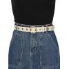 imageuxcell Womens Leather Belt for Jeans Dress Pants Studded Grommet with Circle Metal BuckleBeige