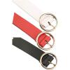 imageuxcell Womens Leather Belt for Jeans Dress Pants Studded Grommet with Circle Metal BuckleBlackredwhite