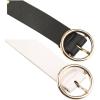 imageuxcell Womens Leather Belt for Jeans Dress Pants Studded Grommet with Circle Metal BuckleBlackwhite