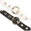 imageuxcell Womens Leather Belt for Jeans Dress Pants Studded Grommet with Circle Metal BuckleBlackwhite