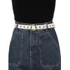 imageuxcell Womens Leather Belt for Jeans Dress Pants Studded Grommet with Circle Metal BuckleWhite