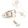 imageuxcell Womens Leather Belt for Jeans Dress Pants Studded Grommet with Circle Metal BuckleWhite