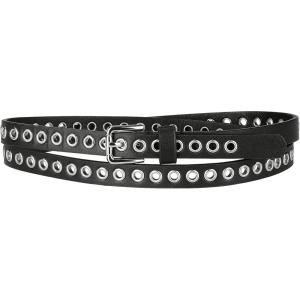 imageAllegra K Grommet Belt Leather ExtraSkinny Slim Thin Waist Belts for Women Punk Rock StyleBlack