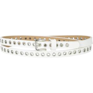 imageAllegra K Grommet Belt Leather ExtraSkinny Slim Thin Waist Belts for Women Punk Rock StyleWhite