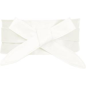 imageAllegra K Ladies Faux Leather Self Tie Bowknot Wide Waist Band Sash Obi Belt for DressesCream