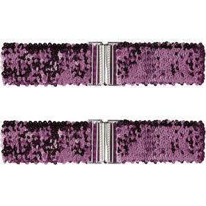 imageAllegra K Ladies Stretchy Wide Waist Belts Interlock Buckles Shinny Sequins Decor Belts for DressesDark Purple