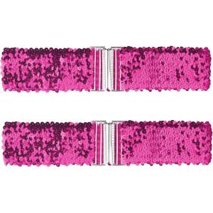imageAllegra K Ladies Stretchy Wide Waist Belts Interlock Buckles Shinny Sequins Decor Belts for DressesRose Red