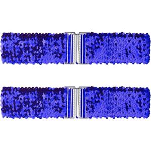 imageAllegra K Ladies Stretchy Wide Waist Belts Interlock Buckles Shinny Sequins Decor Belts for DressesRoyal Blue
