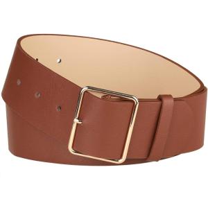 imageAllegra K PU Leather Belts for Women Metal Pin Buckle 2 Inches Wide Belt for Dress PantsBrown
