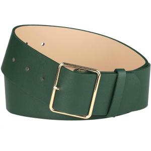 imageAllegra K PU Leather Belts for Women Metal Pin Buckle 2 Inches Wide Belt for Dress PantsGreen