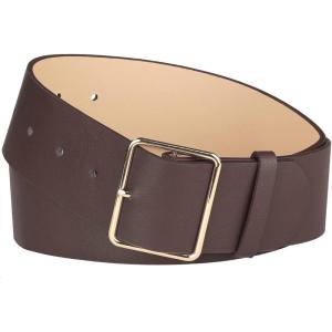 imageAllegra K PU Leather Belts for Women Metal Pin Buckle 2 Inches Wide Belt for Dress PantsLight Coffee