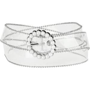 imageAllegra K Stylish Womens Clear Waist Belts for Dresses Transparent Belts Pin BuckleSilver