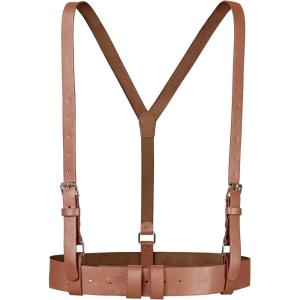 imageAllegra K Unisex Plus Size Vintage PU Leather Y Back Suspenders Adjustable Holes Belts for Women MenBrown