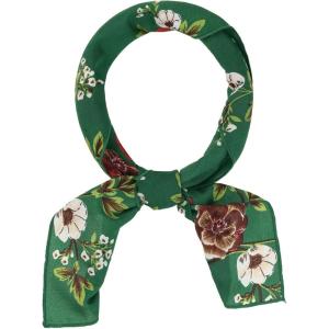 imageAllegra K Women Chiffon Scarves  256quot X256quot  Floral Print Square Kerchief Neck Scarf NeckerchiefDark Green Floral
