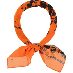 imageAllegra K Women Chiffon Scarves  256quot X256quot  Floral Print Square Kerchief Neck Scarf NeckerchiefOrange Floral