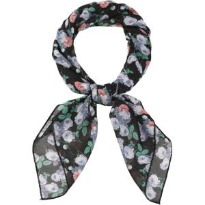 imageAllegra K Women Chiffon Scarves  276quot X276quot  Floral Print Square Kerchief Neck Scarf NeckerchiefBlack White Gray