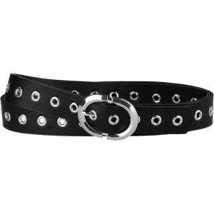 imageAllegra K Women Grommet PU Leather Belt Skinny Plus Size Waist Belts for Jeans DressBlack