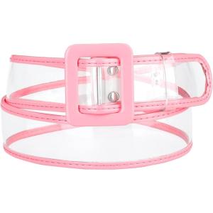 imageAllegra K Womens Clear Waist Belts Plus Size Skinny Belt Waistband for Jeans Dresses CoatsPink