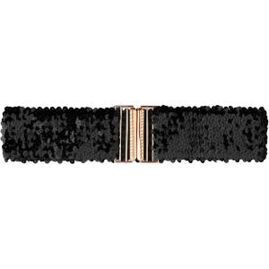 imageAllegra K Womens Elastic Waist Belt Sequins Decor Metal Interlock Buckles Belts for DressesBlack