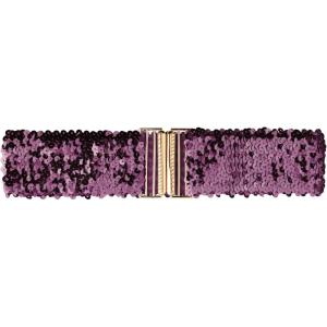 imageAllegra K Womens Elastic Waist Belt Sequins Decor Metal Interlock Buckles Belts for DressesDark Purple