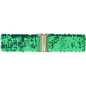 imageAllegra K Womens Elastic Waist Belt Sequins Decor Metal Interlock Buckles Belts for DressesGreen