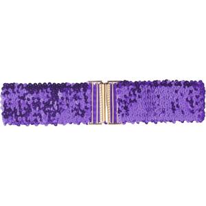 imageAllegra K Womens Elastic Waist Belt Sequins Decor Metal Interlock Buckles Belts for DressesLight Purple