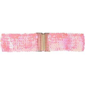 imageAllegra K Womens Elastic Waist Belt Sequins Decor Metal Interlock Buckles Belts for DressesPink
