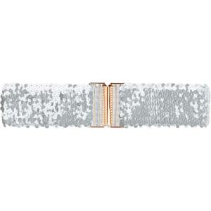 imageAllegra K Womens Elastic Waist Belt Sequins Decor Metal Interlock Buckles Belts for DressesSilver