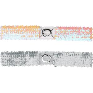 imageAllegra K Womens Glitter Skinny Stretchy Waist Belts Sequins Decor Elastic Belts for DressesColorful