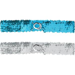 imageAllegra K Womens Glitter Skinny Stretchy Waist Belts Sequins Decor Elastic Belts for DressesLight Blue