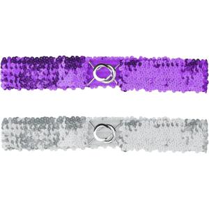 imageAllegra K Womens Glitter Skinny Stretchy Waist Belts Sequins Decor Elastic Belts for DressesPurple