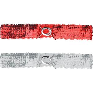 imageAllegra K Womens Glitter Skinny Stretchy Waist Belts Sequins Decor Elastic Belts for DressesRed