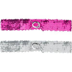 imageAllegra K Womens Glitter Skinny Stretchy Waist Belts Sequins Decor Elastic Belts for DressesRose Red