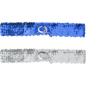imageAllegra K Womens Glitter Skinny Stretchy Waist Belts Sequins Decor Elastic Belts for DressesRoyal Blue