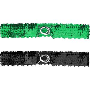 imageAllegra K Womens Glitter Skinny Stretchy Waist Belts Sequins Decor Slim Elastic Belts 2PCSGreen