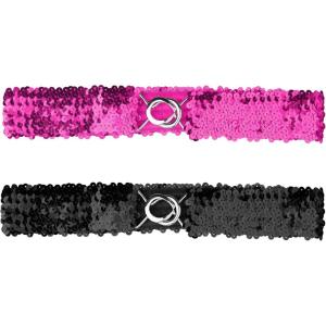 imageAllegra K Womens Glitter Skinny Stretchy Waist Belts Sequins Decor Slim Elastic Belts 2PCSRose Red