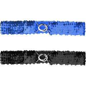imageAllegra K Womens Glitter Skinny Stretchy Waist Belts Sequins Decor Slim Elastic Belts 2PCSRoyal Blue