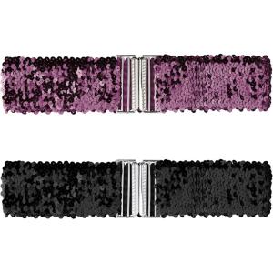 imageAllegra K Womens Glitter Stretchy Waist Belts Interlock Buckles Sequins Decor Wide Elastic Belts 2PCSDark Purple