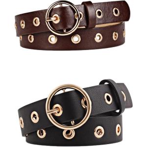 imageAllegra K Womens Grommet Belt Faux Leather Single Pin Buckle Punk Belts for Jeans PantsBlack  Coffee