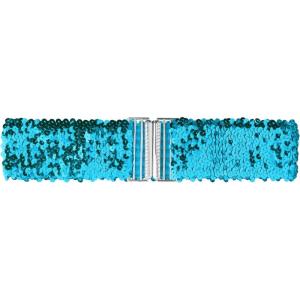 imageAllegra K Womens Plus Size Stretchy Waist Belts Metal Interlock Buckles Sequins Decor Belts for DressesBlue